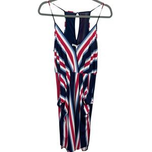 BCBGeneration New w/ Tags Large Women's Bold Patriot Stripe Draped Pocket Midi